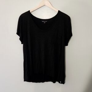 Rock & Republic V-neck Black w/ Silver Sparkle Sheer Pocket Tee Size XL